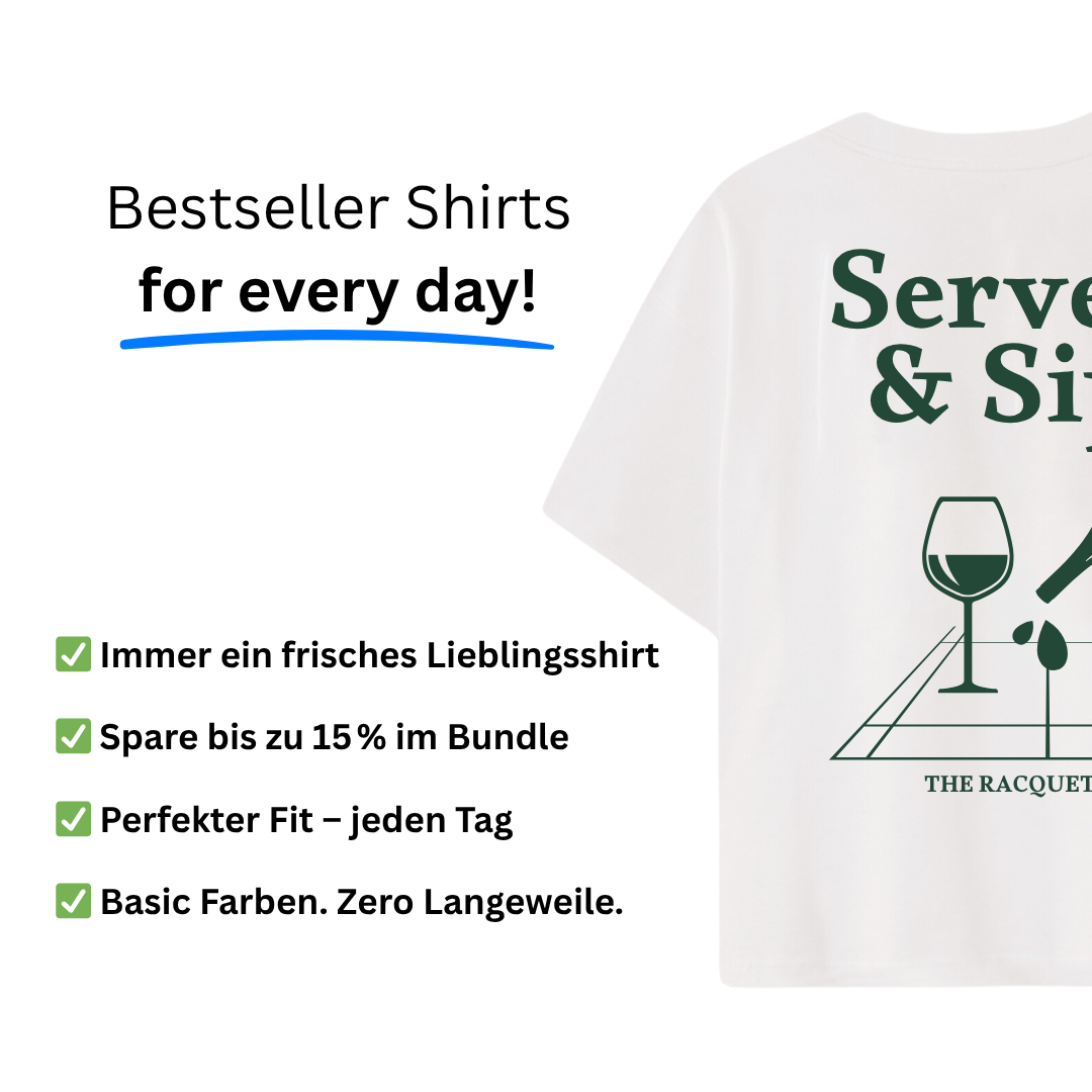 3x Bestseller T-Shirt "SERVE & SIP" - Vorteilspack