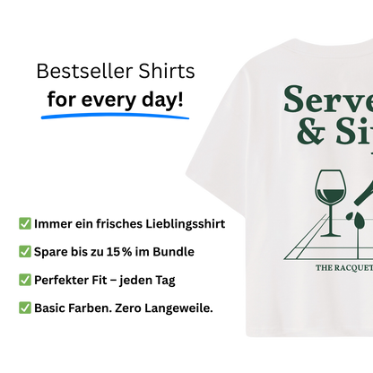 3x Bestseller T-Shirt "SERVE & SIP" - Vorteilspack